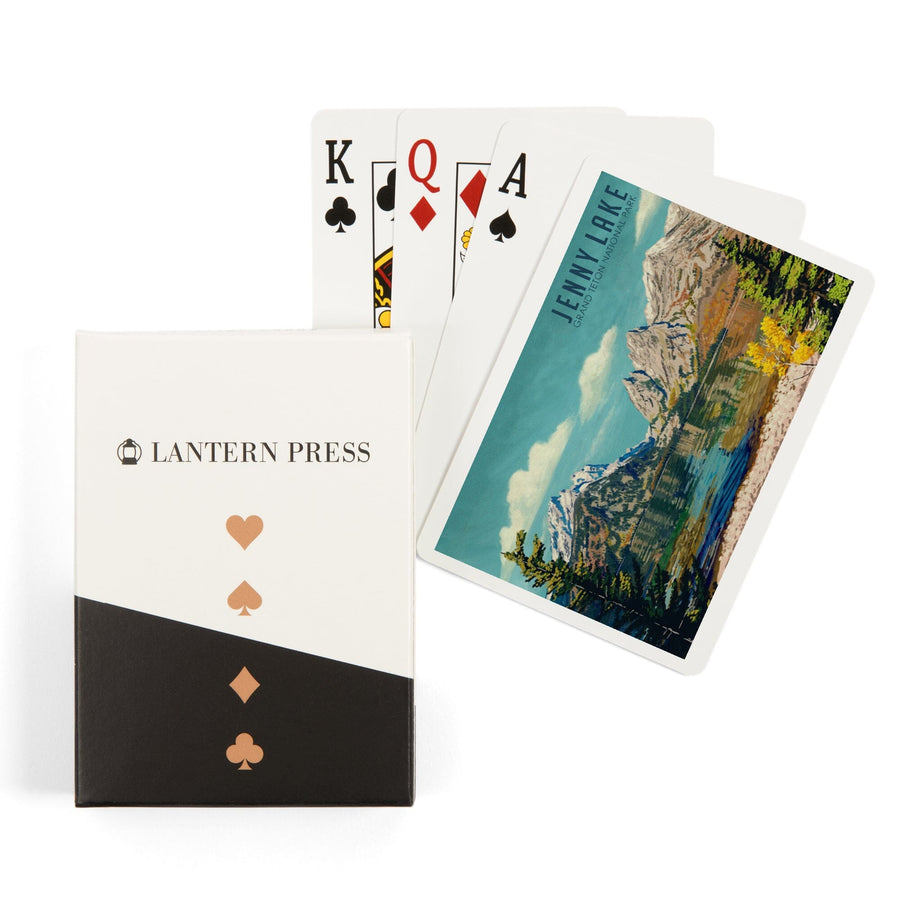Playing Cards, Grand Teton National Park, Wyoming, Jenny Lake, Oil Painting, 52 Card Deck with Jokers in Box, Unique Art Cards Lantern Press 