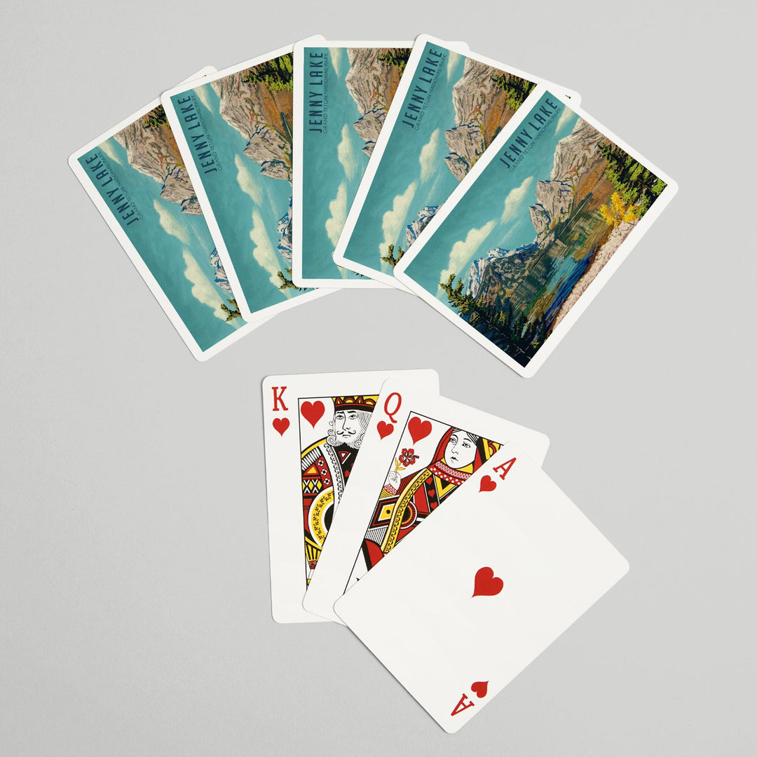 Playing Cards, Grand Teton National Park, Wyoming, Jenny Lake, Oil Painting, 52 Card Deck with Jokers in Box, Unique Art Cards Lantern Press 