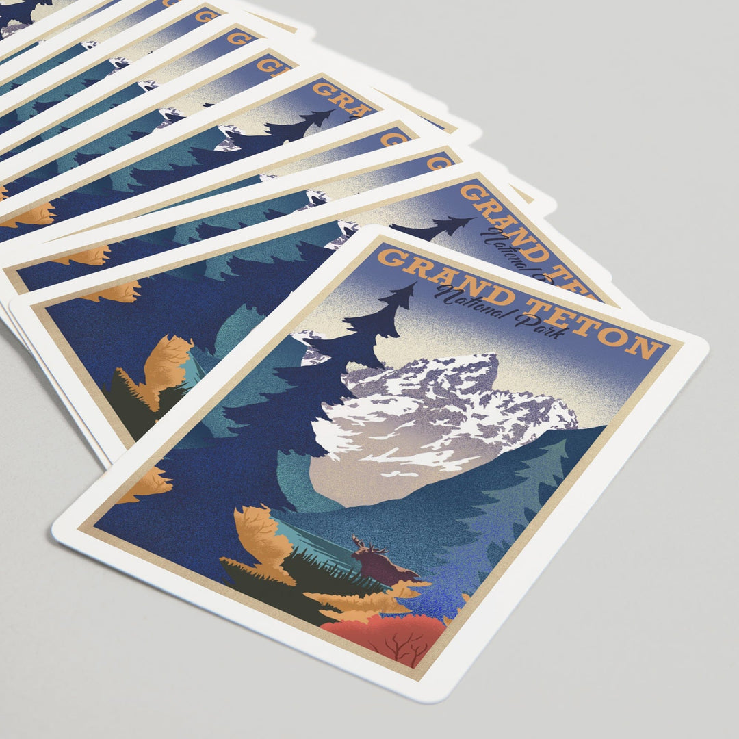 Playing Cards, Grand Teton National Park, Wyoming, Lithograph, 52 Card Deck with Jokers in Box, Unique Art Cards Lantern Press 
