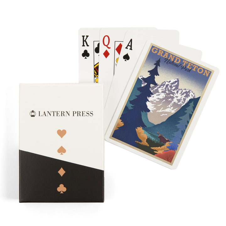 Playing Cards, Grand Teton National Park, Wyoming, Lithograph, 52 Card Deck with Jokers in Box, Unique Art Cards Lantern Press 