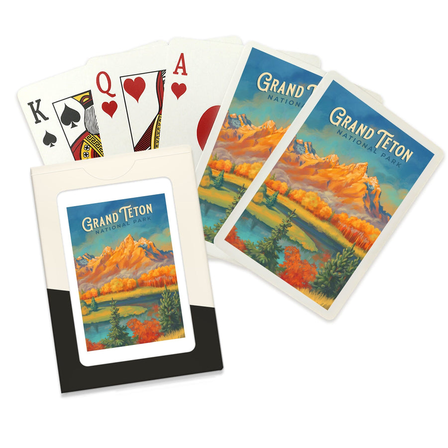 Playing Cards, Grand Teton National Park, Wyoming, Oil Painting, 52 Card Deck with Jokers in Box, Unique Art Cards Lantern Press 