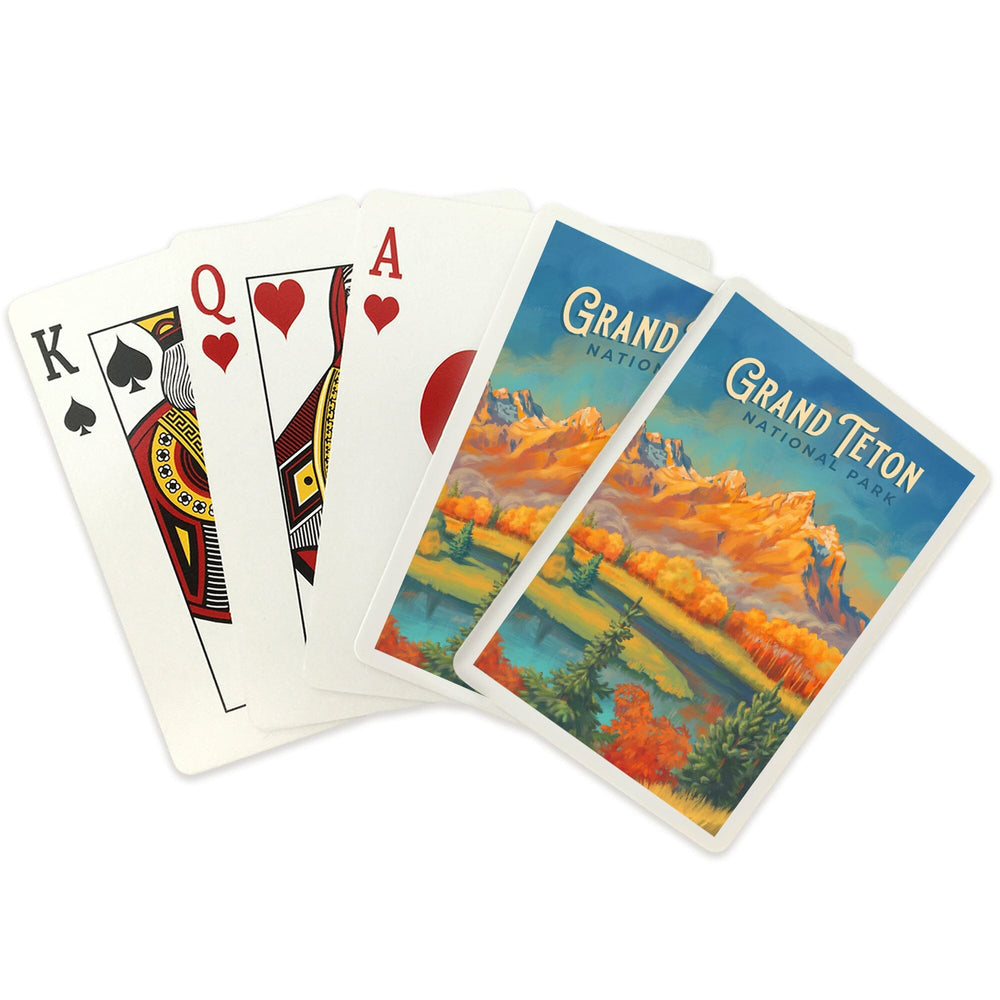 Playing Cards, Grand Teton National Park, Wyoming, Oil Painting, 52 Card Deck with Jokers in Box, Unique Art Cards Lantern Press 