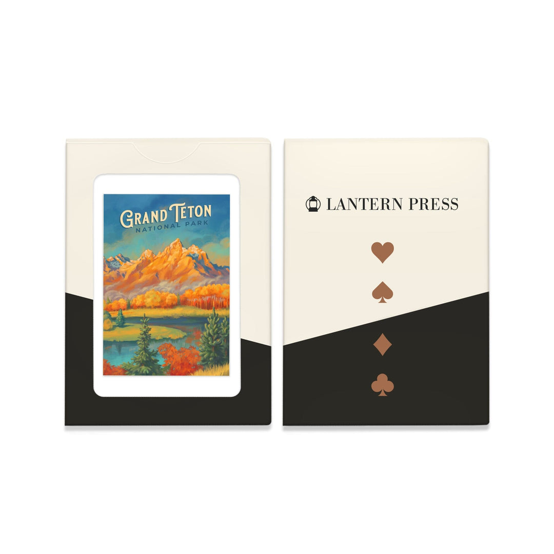 Playing Cards, Grand Teton National Park, Wyoming, Oil Painting, 52 Card Deck with Jokers in Box, Unique Art Cards Lantern Press 
