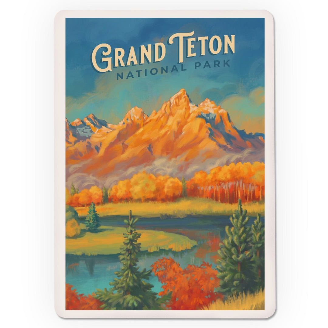 Playing Cards, Grand Teton National Park, Wyoming, Oil Painting, 52 Card Deck with Jokers in Box, Unique Art Cards Lantern Press 