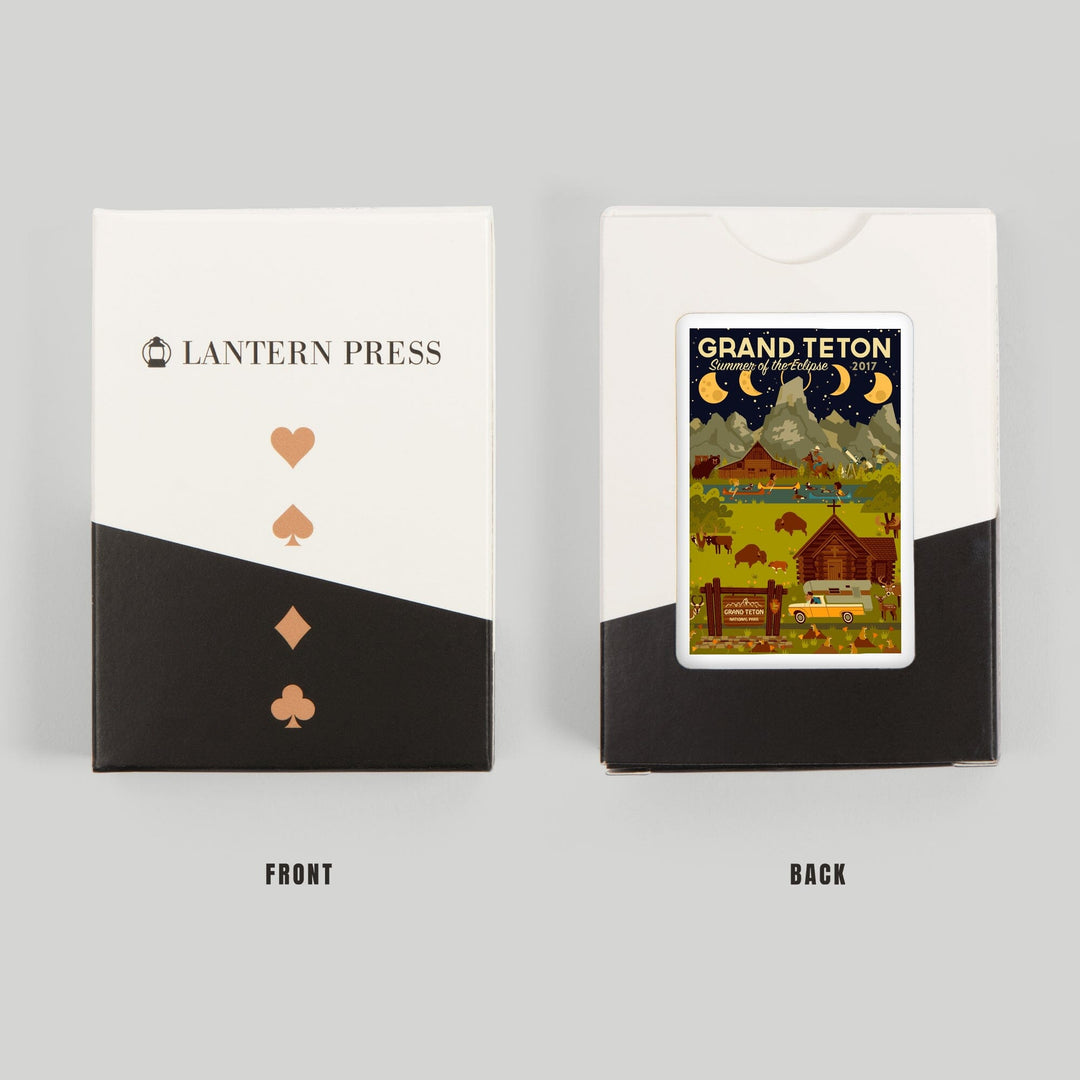 Playing Cards, Grand Teton National Park, Wyoming, Summer of the Eclipse, Geometric, 52 Card Deck with Jokers in Box, Unique Art Cards Lantern Press 