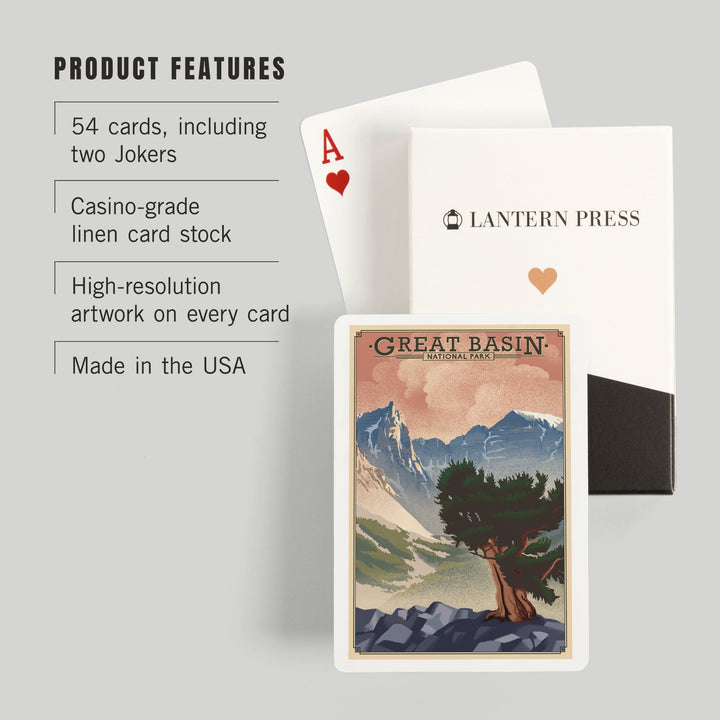 Playing Cards, Great Basin National Park, Nevada, Lithograph National Park Series, 52 Card Deck with Jokers in Box, Unique Art Cards Lantern Press 