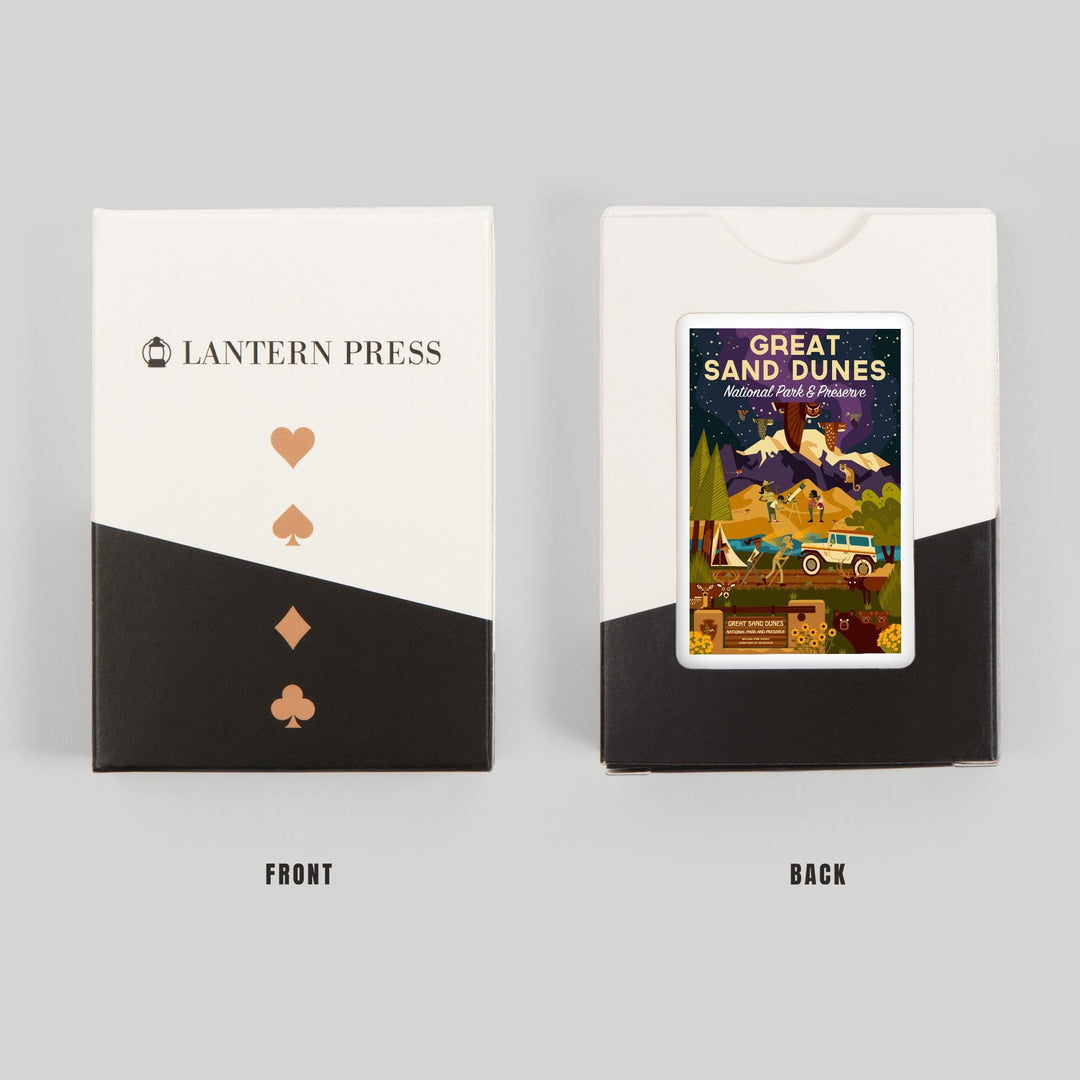 Playing Cards, Great Sand Dunes National Park and Preserve, Colorado, Geometric Night Scene, 52 Card Deck with Jokers in Box, Unique Art Cards Lantern Press 