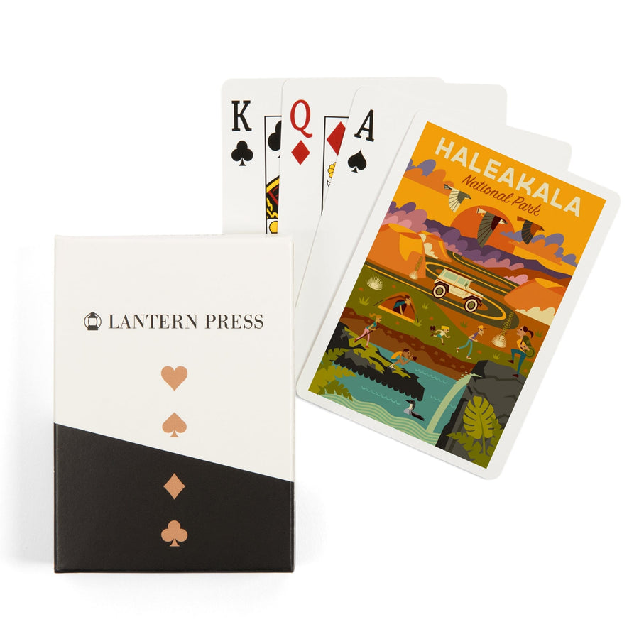 Playing Cards, Haleakalā National Park, Hawaii, Geometric National Park Series, 52 Card Deck with Jokers in Box, Unique Art Cards Lantern Press 