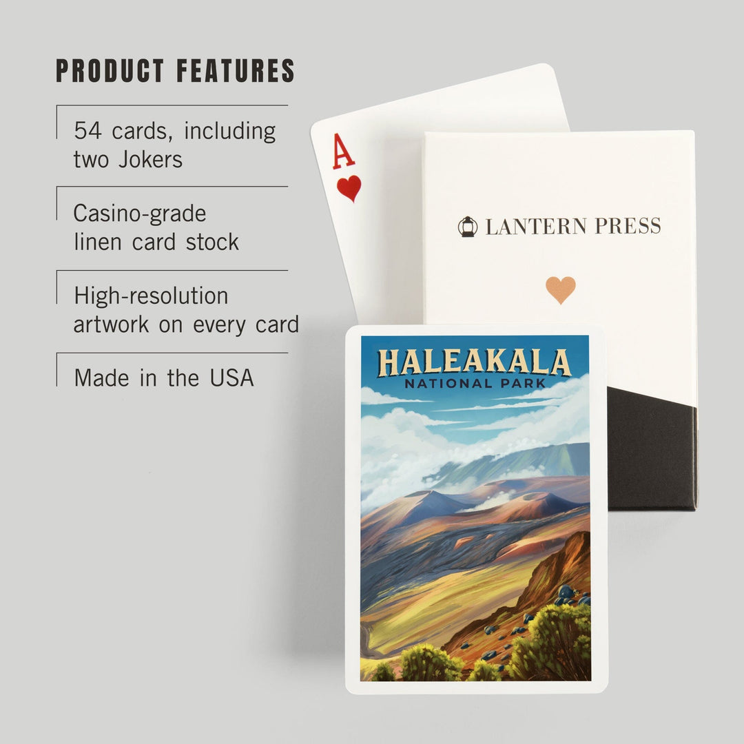 Playing Cards, Haleakalā National Park, Hawaii, Oil Painting, 52 Card Deck with Jokers in Box, Unique Art Cards Lantern Press 