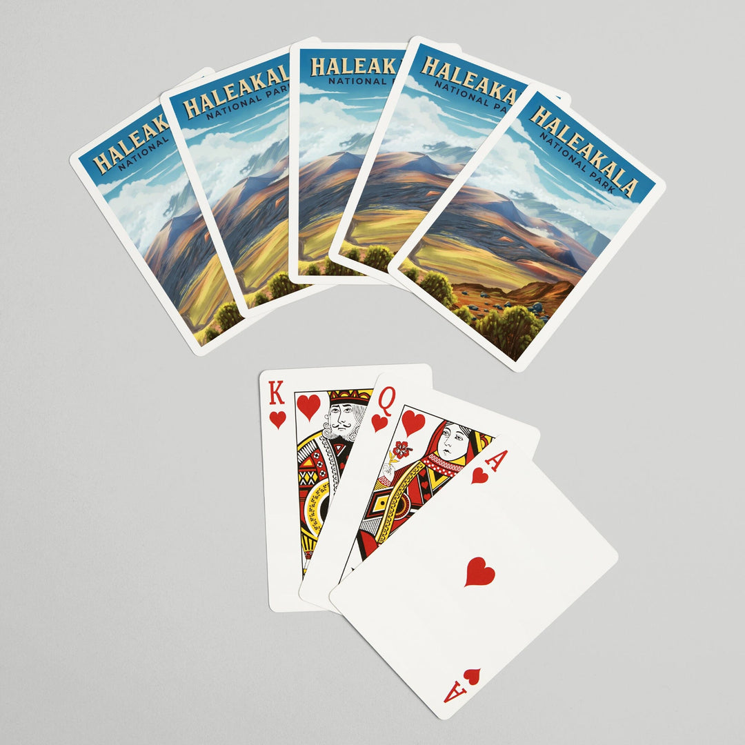 Playing Cards, Haleakalā National Park, Hawaii, Oil Painting, 52 Card Deck with Jokers in Box, Unique Art Cards Lantern Press 