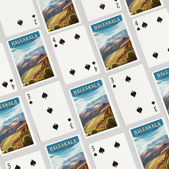 Playing Cards, Haleakalā National Park, Hawaii, Oil Painting, 52 Card Deck with Jokers in Box, Unique Art Cards Lantern Press 