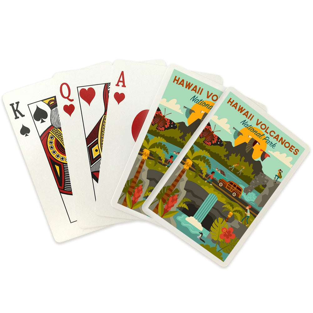 Playing Cards, Hawaii Volcanoes National Park, Hawaii, Geometric National Park Series, 52 Card Deck with Jokers in Box, Unique Art Cards Lantern Press 
