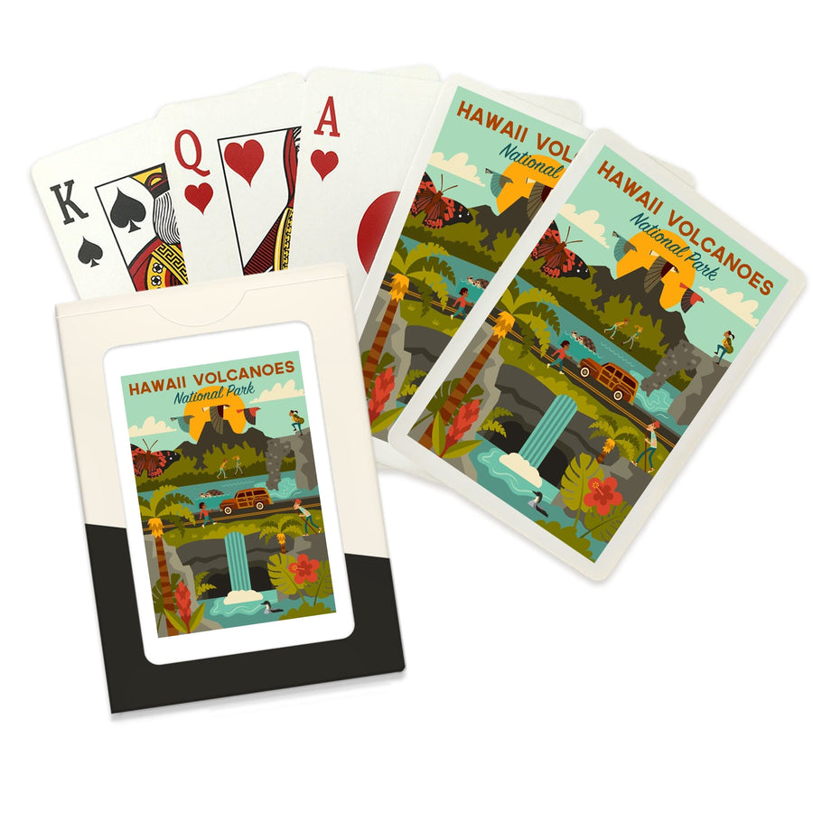 Playing Cards, Hawaii Volcanoes National Park, Hawaii, Geometric National Park Series, 52 Card Deck with Jokers in Box, Unique Art Cards Lantern Press 