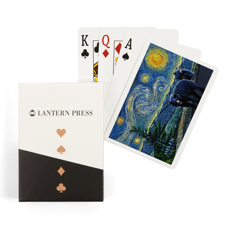 Playing Cards, Helen, Georgia, Starry Night, Black Bears, 52 Card Deck with Jokers in Box, Unique Art Cards Lantern Press 