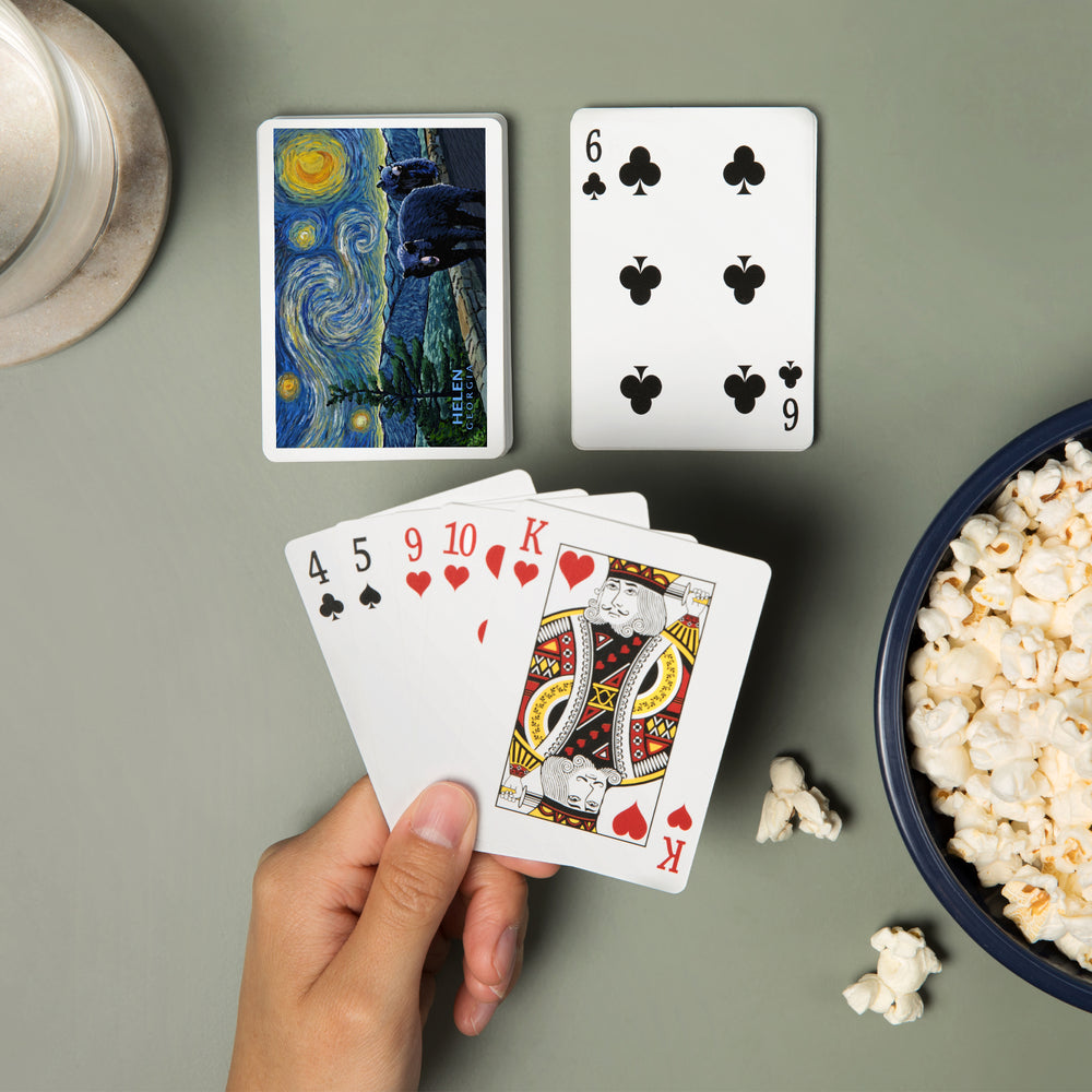 Playing Cards, Helen, Georgia, Starry Night, Black Bears, 52 Card Deck with Jokers in Box, Unique Art Cards Lantern Press 