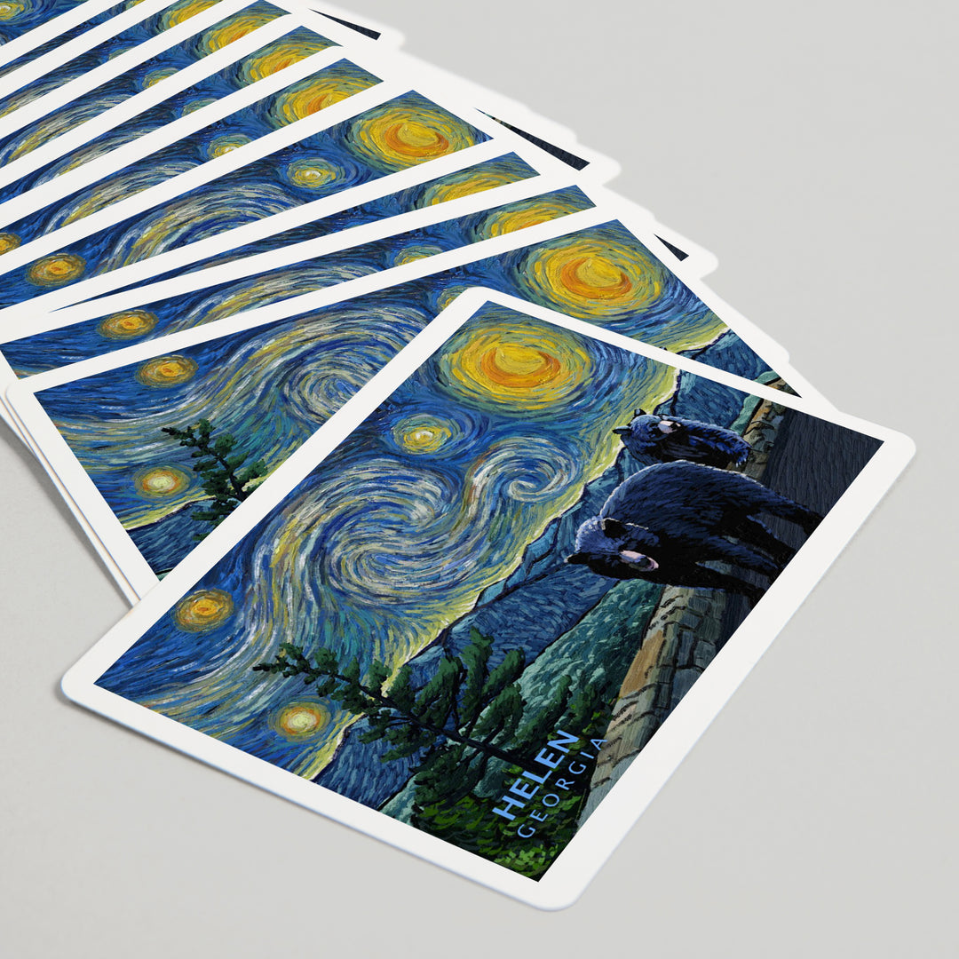 Playing Cards, Helen, Georgia, Starry Night, Black Bears, 52 Card Deck with Jokers in Box, Unique Art Cards Lantern Press 