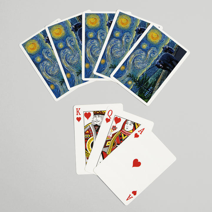 Playing Cards, Helen, Georgia, Starry Night, Black Bears, 52 Card Deck with Jokers in Box, Unique Art Cards Lantern Press 