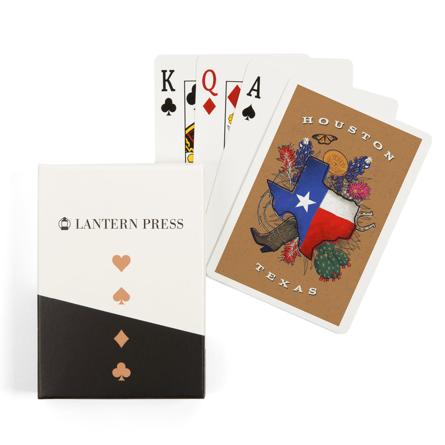Playing Cards, Houston, Texas, State Treasure Trove, State Series, 52 Card Deck with Jokers in Box, Unique Art Cards Lantern Press 