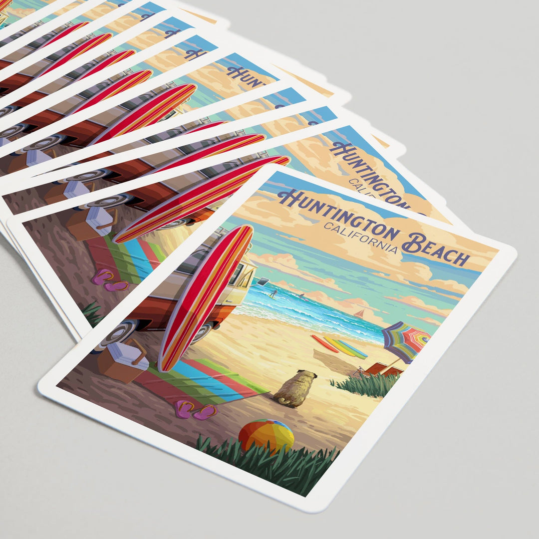Playing Cards, Huntington Beach, California, Beach Activities, 52 Card Deck with Jokers in Box, Unique Art Cards Lantern Press 