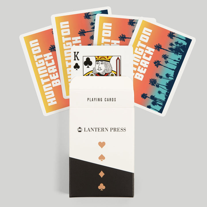 Playing Cards, Huntington Beach, California, Palm Trees, Aqua Horizon, 52 Card Deck with Jokers in Box, Unique Art Cards Lantern Press 