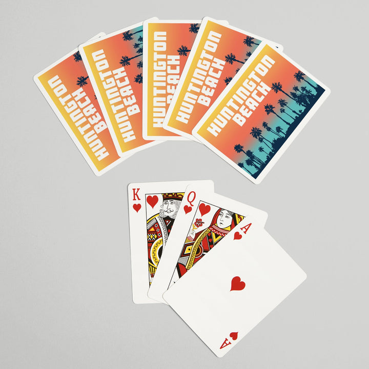 Playing Cards, Huntington Beach, California, Palm Trees, Aqua Horizon, 52 Card Deck with Jokers in Box, Unique Art Cards Lantern Press 