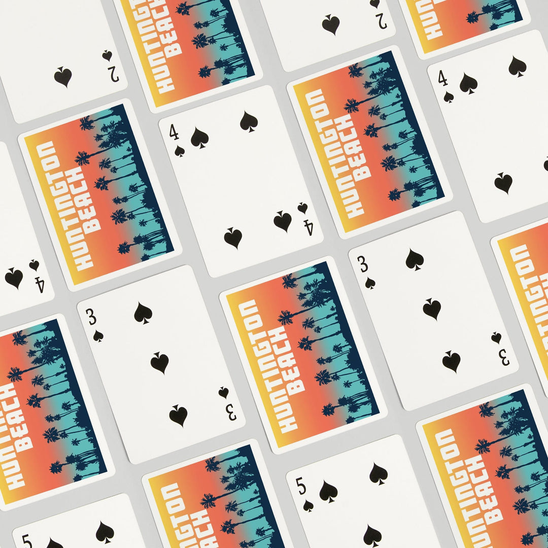 Playing Cards, Huntington Beach, California, Palm Trees, Aqua Horizon, 52 Card Deck with Jokers in Box, Unique Art Cards Lantern Press 