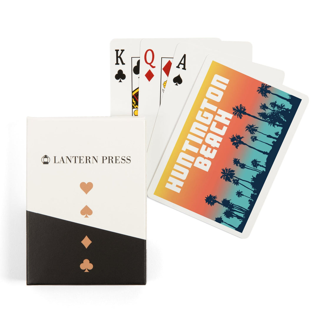 Playing Cards, Huntington Beach, California, Palm Trees, Aqua Horizon, 52 Card Deck with Jokers in Box, Unique Art Cards Lantern Press 