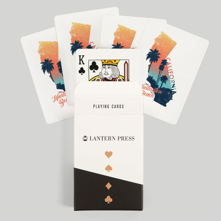 Playing Cards, Huntington Beach, California, State Abstract, Palm Scene, 52 Card Deck with Jokers in Box, Unique Art Cards Lantern Press 