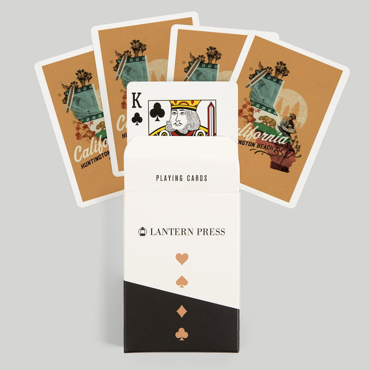 Playing Cards, Huntington Beach, California, State Treasure Trove, State Series, 52 Card Deck with Jokers in Box, Unique Art Cards Lantern Press 