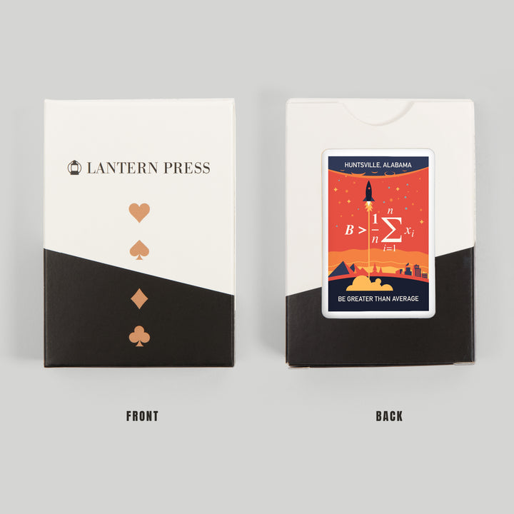 Playing Cards, Huntsville, Alabama, Rocket, Be Greater Than Average, 52 Card Deck with Jokers in Box, Unique Art Cards Lantern Press 