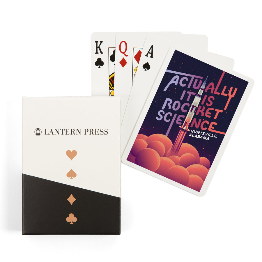 Playing Cards, Huntsville, Alabama, Spacethusiasm Collection, Rocket Launch, Actually It Is Rocket Science, 52 Card Deck with Jokers in Box, Unique Art Cards Lantern Press 