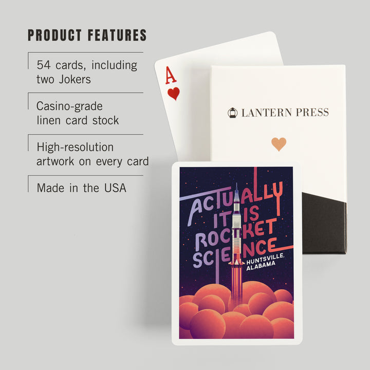 Playing Cards, Huntsville, Alabama, Spacethusiasm Collection, Rocket Launch, Actually It Is Rocket Science, 52 Card Deck with Jokers in Box, Unique Art Cards Lantern Press 