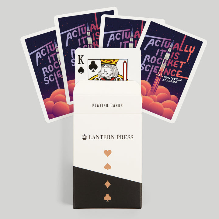 Playing Cards, Huntsville, Alabama, Spacethusiasm Collection, Rocket Launch, Actually It Is Rocket Science, 52 Card Deck with Jokers in Box, Unique Art Cards Lantern Press 