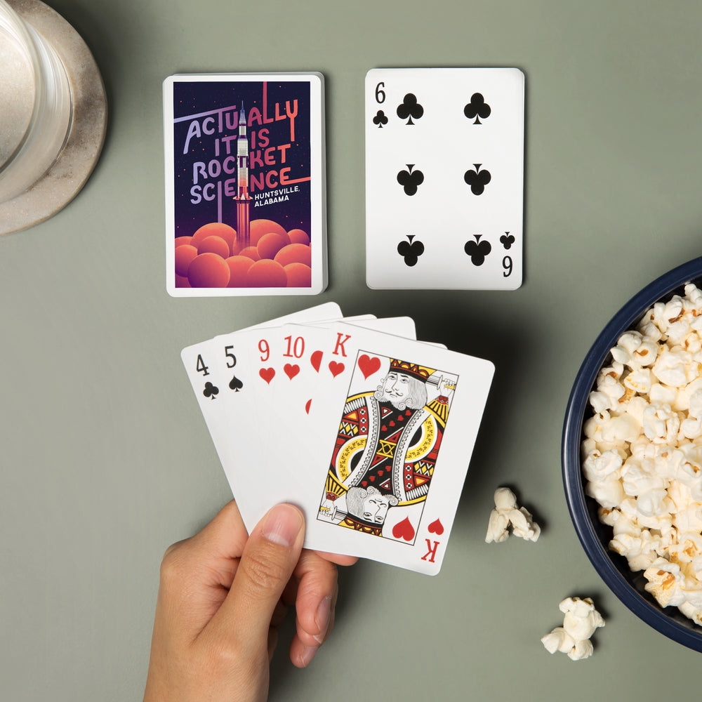 Playing Cards, Huntsville, Alabama, Spacethusiasm Collection, Rocket Launch, Actually It Is Rocket Science, 52 Card Deck with Jokers in Box, Unique Art Cards Lantern Press 