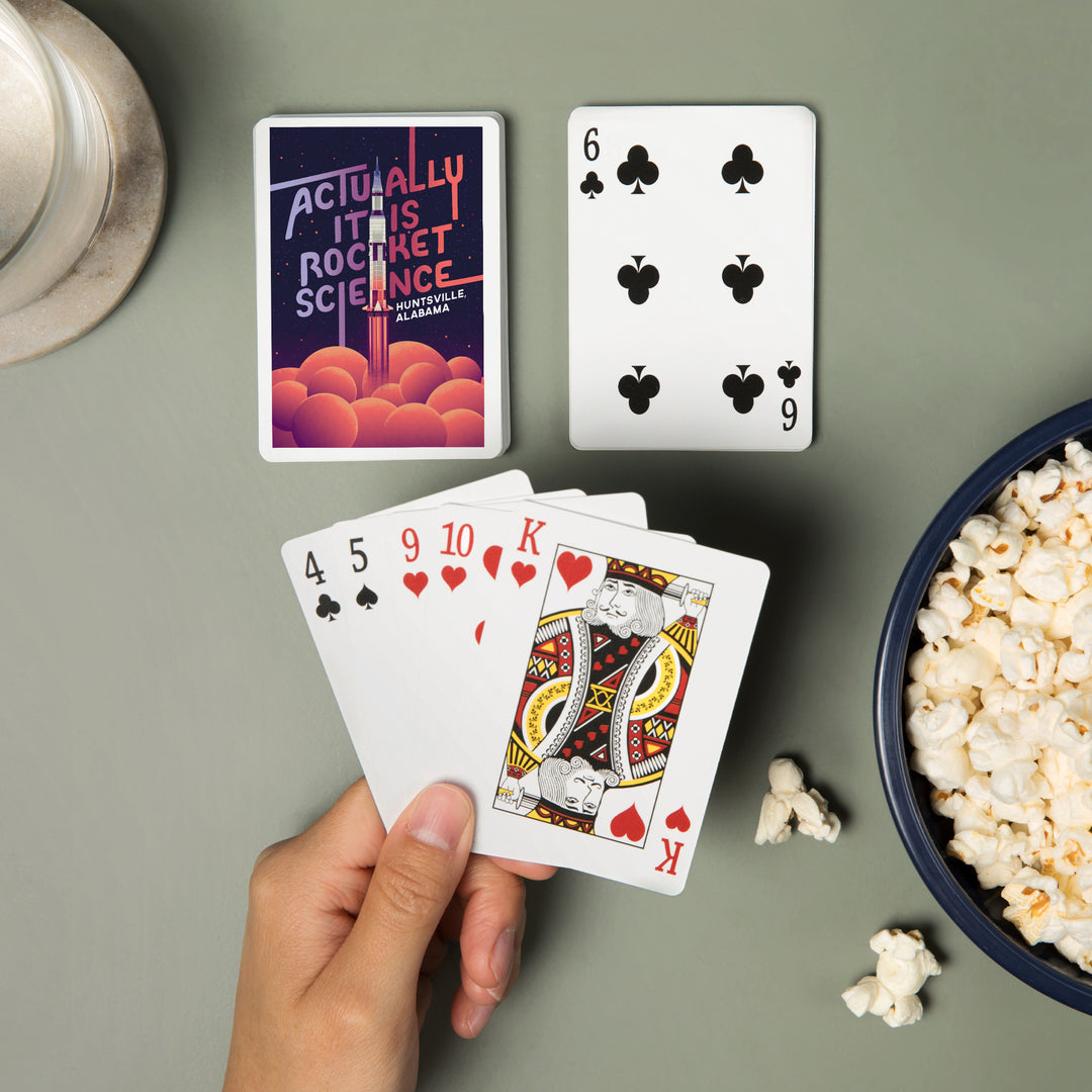 Playing Cards, Huntsville, Alabama, Spacethusiasm Collection, Rocket Launch, Actually It Is Rocket Science, 52 Card Deck with Jokers in Box, Unique Art Cards Lantern Press 