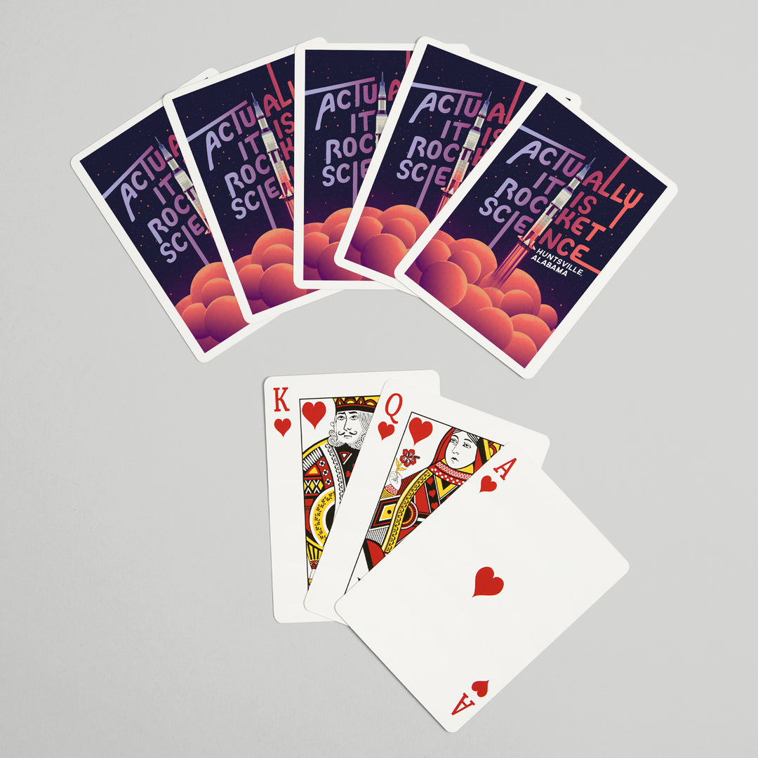 Playing Cards, Huntsville, Alabama, Spacethusiasm Collection, Rocket Launch, Actually It Is Rocket Science, 52 Card Deck with Jokers in Box, Unique Art Cards Lantern Press 