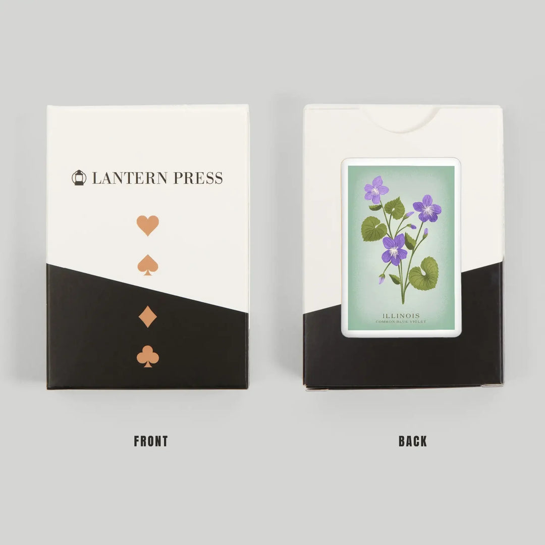 Playing Cards, Illinois, Vintage Flora, State Series, Common Blue Violet, 52 Card Deck with Jokers in Box, Unique Art Cards Lantern Press 