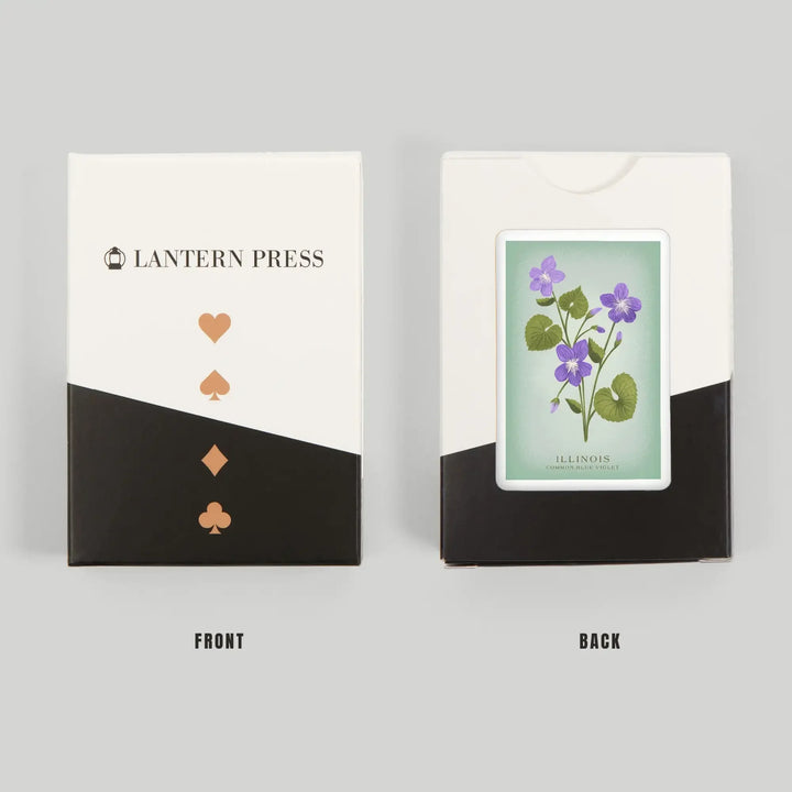 Playing Cards, Illinois, Vintage Flora, State Series, Common Blue Violet, 52 Card Deck with Jokers in Box, Unique Art Cards Lantern Press 