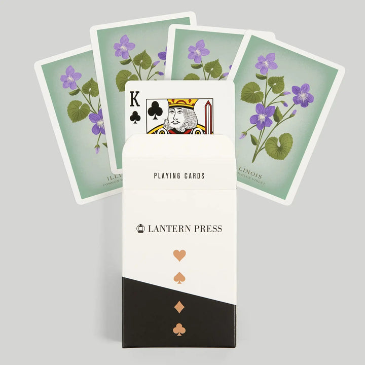 Playing Cards, Illinois, Vintage Flora, State Series, Common Blue Violet, 52 Card Deck with Jokers in Box, Unique Art Cards Lantern Press 