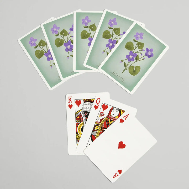Playing Cards, Illinois, Vintage Flora, State Series, Common Blue Violet, 52 Card Deck with Jokers in Box, Unique Art Cards Lantern Press 