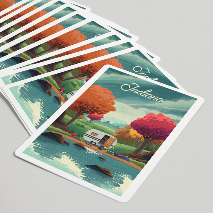 Playing Cards, Indiana, At Home Anywhere, Camper in Fall Colors, 52 Card Deck with Jokers in Box, Unique Art Cards Lantern Press 