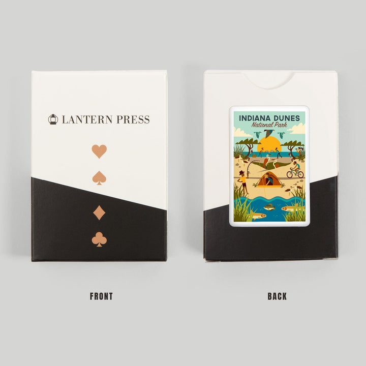 Playing Cards, Indiana Dunes National Park, Indiana, Geometric National Park Series, 52 Card Deck with Jokers in Box, Unique Art Cards Lantern Press 