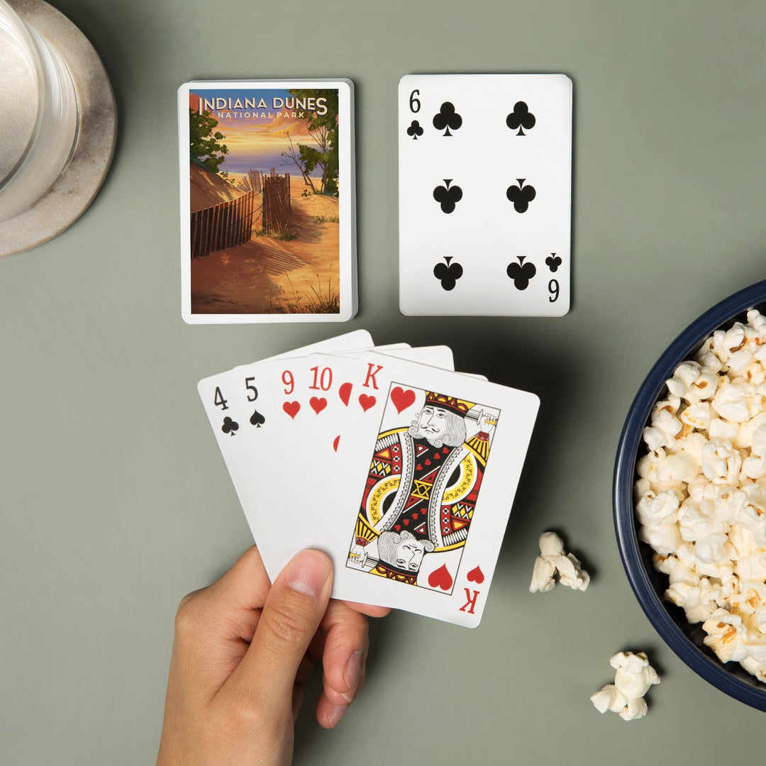 Playing Cards, Indiana Dunes National Park, Indiana, Oil Painting, 52 Card Deck with Jokers in Box, Unique Art Cards Lantern Press 