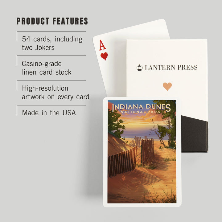 Playing Cards, Indiana Dunes National Park, Indiana, Oil Painting, 52 Card Deck with Jokers in Box, Unique Art Cards Lantern Press 