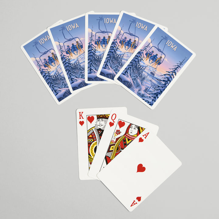Playing Cards, Iowa, Chill on the Uphill, Ski Lift, 52 Card Deck with Jokers in Box, Unique Art Cards Lantern Press 