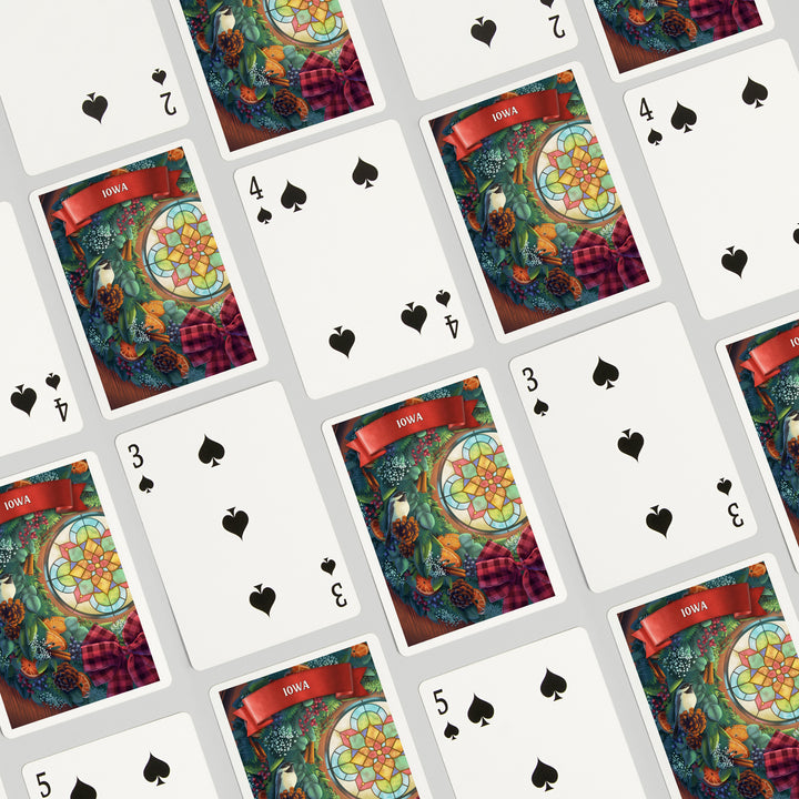 Playing Cards, Iowa, Front Door with Wreath, 52 Card Deck with Jokers in Box, Unique Art Cards Lantern Press 