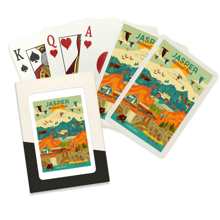 Playing Cards, Jasper National Park, Canada, Geometric, 52 Card Deck with Jokers in Box, Unique Art Cards Lantern Press 