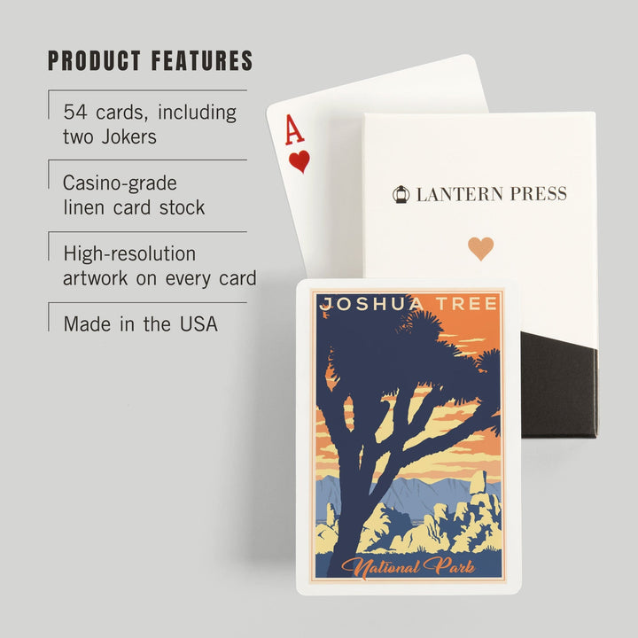 Playing Cards, Joshua Tree National Park, California, Lithograph, 52 Card Deck with Jokers in Box, Unique Art Cards Lantern Press 