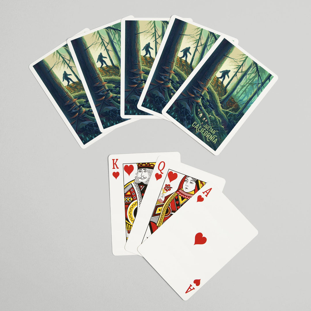Playing Cards, Julian, California, Wanderer, Bigfoot in Forest, 52 Card Deck with Jokers in Box, Unique Art Cards Lantern Press 