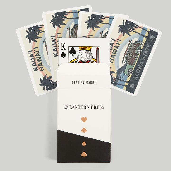 Playing Cards, Kauai, Hawaii, Aloha State, Woody Beach Scene, 52 Card Deck with Jokers in Box, Unique Art Cards Lantern Press 